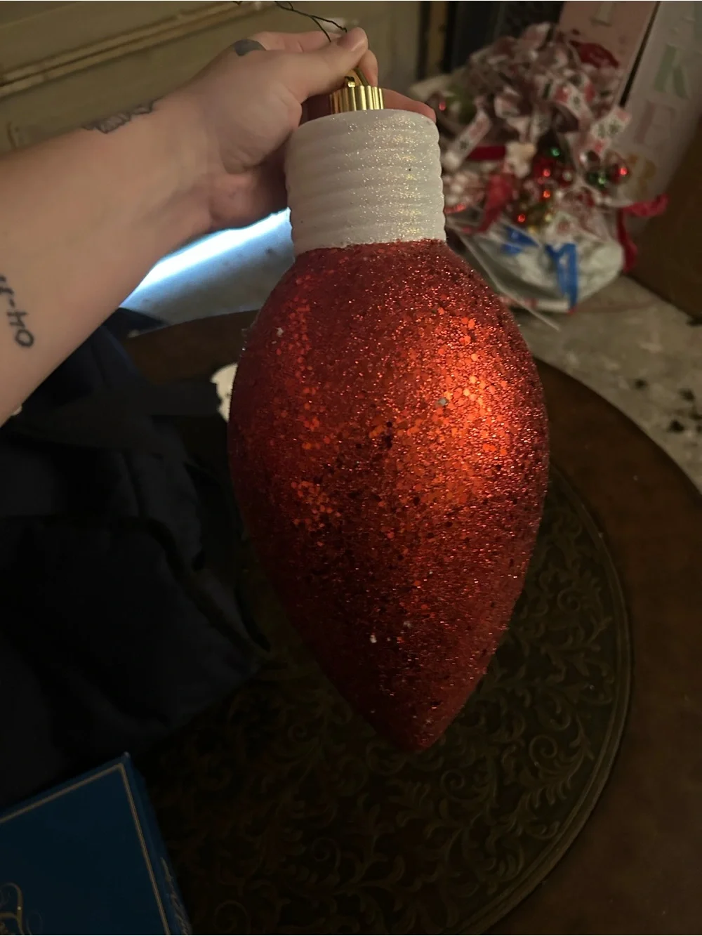 Oversized glitter teardrop ornament